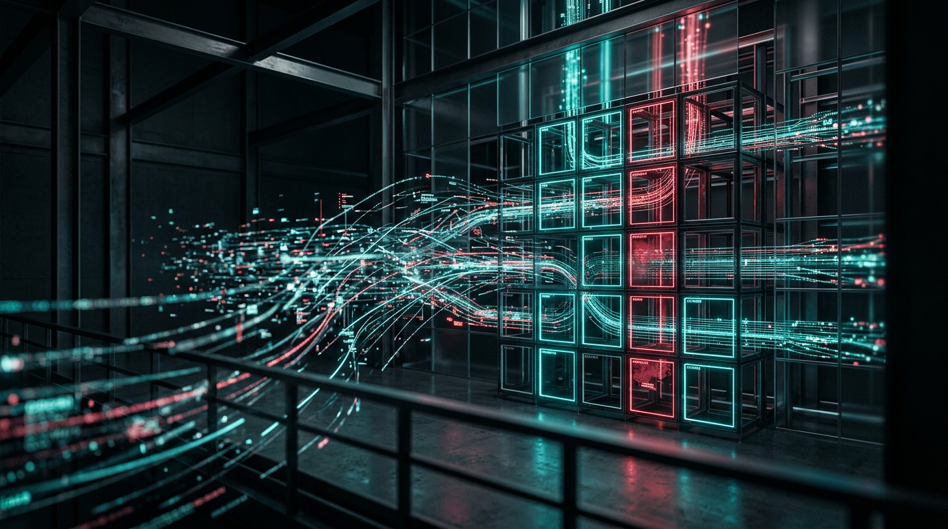 Abstract digital data streams filtering through a categorization grid