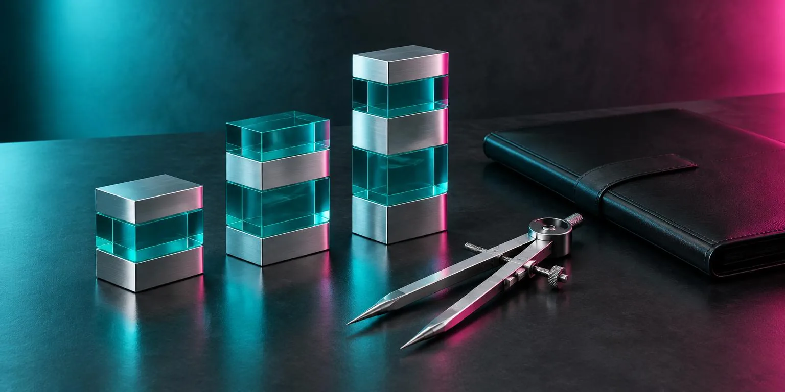 Glass and steel project blocks beside a scope portfolio